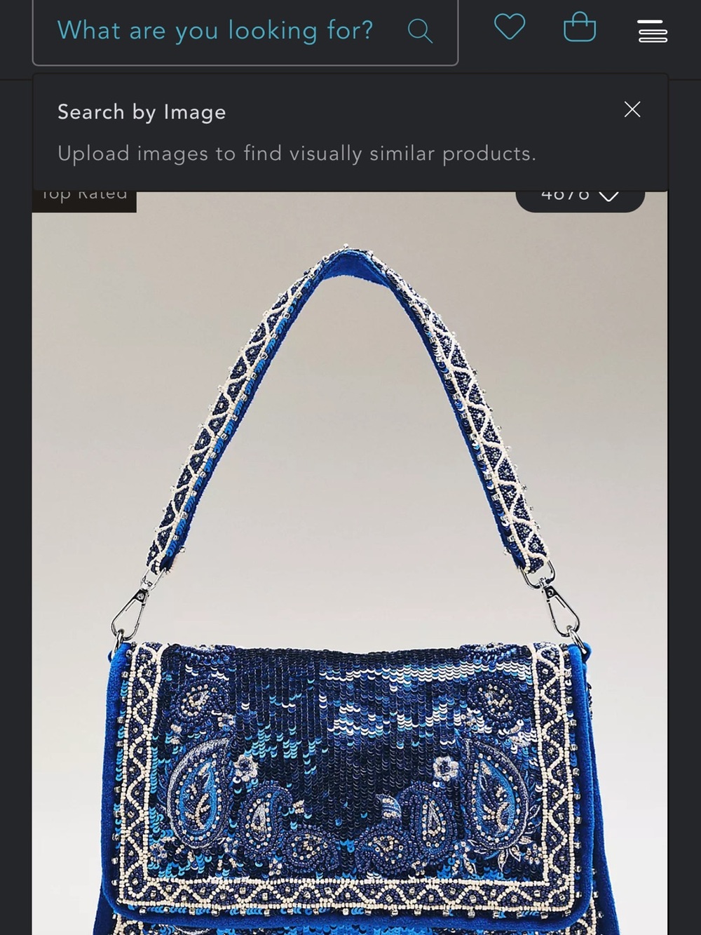 Anthropologie Blue Sequin & Beaded Shoulder Bag